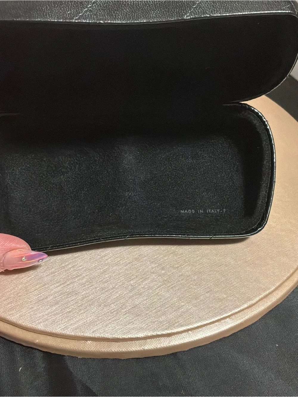 CHANEL Black Quilted Leather Sunglasses Case